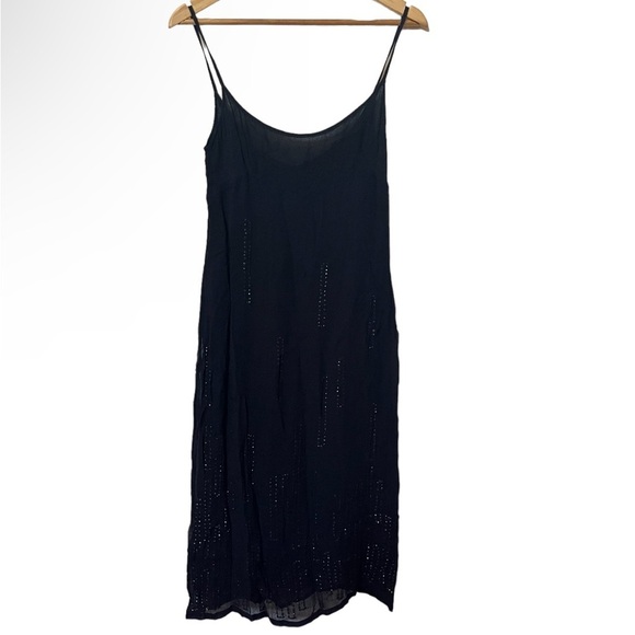 French Connection Black Sequin Spaghetti Strap Midi Dress VV - Picture 1 of 4